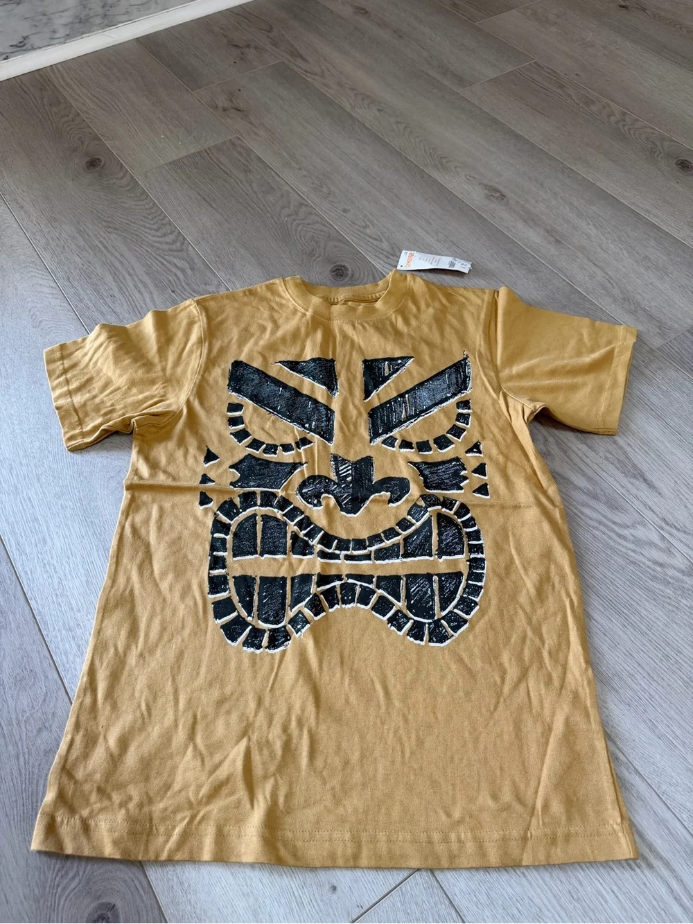 Gymboree Mustard Short-Sleeve Tee with Black Tribal Face